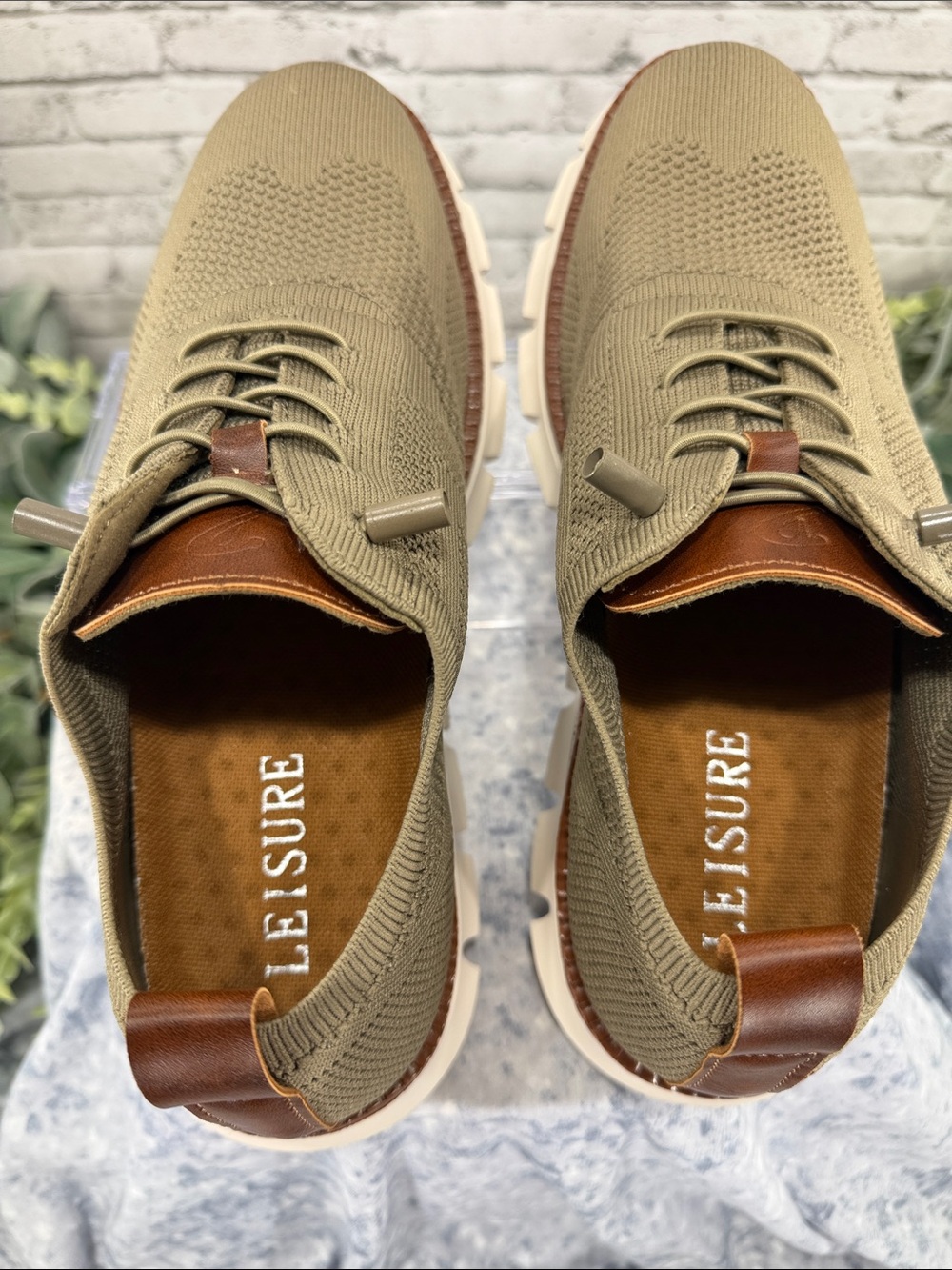 LEISURE “Wear Breeze” Taupe Stretch-Knit Ultra Light Casual Oxfords Mens 7.5M - Picture 7 of 11